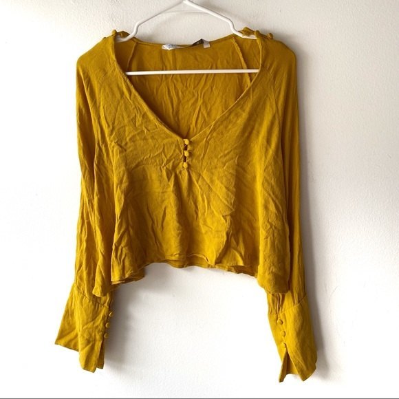 Zara Tops Zara Mustard Yellow Top Poshmark